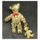 Vintage Coann Gold Tone Teddy Bear Brooch