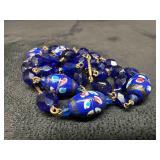 Murano Venetian Lamp Work Art Glass Dark Blue Bead