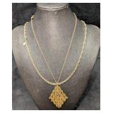 2 Vintage Sarah Coventry Gold Tone Chain Necklaces