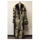 Brown and Cream Dyed Fox Fur Coat Vintage Fashion