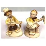 Pair Of Elbee Art Hand Decorated Porcelain Musicia