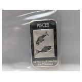 1oz .999 Silver Pisces Art Bar