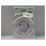 CAC 1987 MS69 1oz .999 Silv Eagle $1