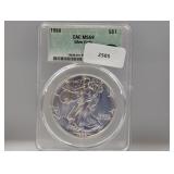 CAC 1988 MS69 1oz .999 Silv Eagle $1