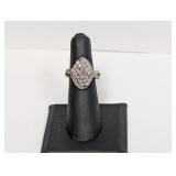 .925 Sterling Diamond Cluster Ring Sz 6.5