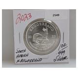 2023 1oz .999 Silv S. Africa Krugerrand