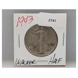 1943 90% Silv Walker Half $1