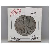 1943 90% Silv Walker Half $1