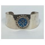 .925 Sterling Turquoise Chip Taxco Cuff Bracelet