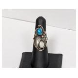 .925 Sterling Turquoise/Mother of Pearl Ring Sz 6