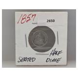 1857 90% Silv Seated Half Dime