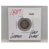 1857 90% Silv Seated Half Dime