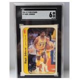 1986-87 Fleer Sticker #7 Magic Johnson SGC 6 EX-NM