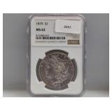 NGC 1879 MS62 90% Silv Morgan $1