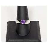 .925 Sterling Purple Stone Wavy Ring Sz 10