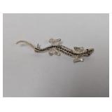 .925 Sterling Marcasite/Ruby Lizard Brooch