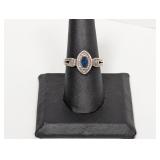 .925 Sterling Sapphire/Diamond Ring Sz 8.5