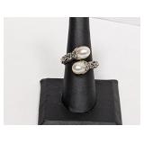 .925 Sterling Pearl Adjustable Ring