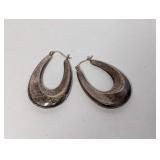 .925 Sterling Elongated Hoop Earrings