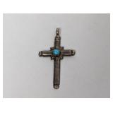 .925 Sterling Turquoise Cross Pendant