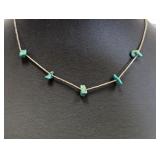 16" .925 Sterling Turquoise Nugget Choker Necklac