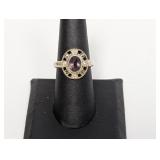 .925 Sterling Purple/Marcasite Ring Sz 8