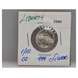 1/10oz .999 Silver Liberty Round