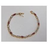 7" Vermeil/.925 Sterling Ruby/Diamond Bracelet