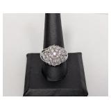 .925 Sterling Cubic Zirconia Cluster Ring Sz 10