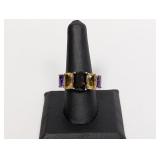 .925 Sterling Multi Gemstone Ring Sz 9