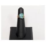 12K Gold Filled Turquoise Ring Sz 4