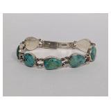 7" .925 Sterling Turquoise Link Bracelet