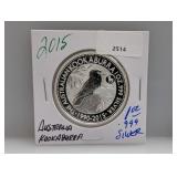 2015 1oz .999 Silver Kookaburra $1