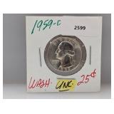 1959-D UNC 90% Silv Wash Quarter