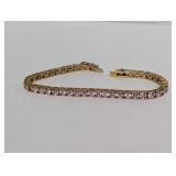 7" Vermeil/.925 Sterl Pink Stone Bracelet