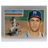 1956 Topps Johnny Logan 136 SP gray back