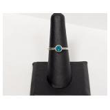 .925 Sterling Blue/Green Stone Ring Sz 7