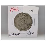 1942 90% Silv Walker Half $1 Dollar