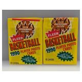 2 Packs 1990 Fleer Basketball