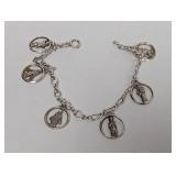 7" .925 Sterling Religious Charm Bracelet