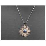 18" .925 Sterling Chain w/Delft Blue Windmill Pen