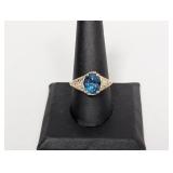 .925 Sterling Blue Stone Ring Sz 10