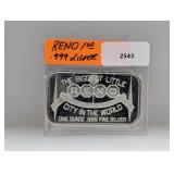 1oz .999 Silver Reno Art Bar