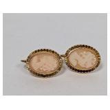 12K Gold Filled Cameo Screw Back Earrings