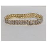 7" Vermeil/.925 Sterling Diamond Bracelet (21.7G)