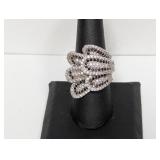 .925 Sterling Diamond/Sapphire "Wings" Ring Sz 8