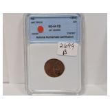 NNC No Date MS64RB Off Center Error Penny