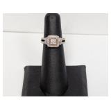 .925 Sterling Diamond Ring Sz 4.5