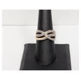 Vermeil/.925 Sterling Diamond Swirled Ring Sz 8