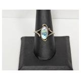 .925 Sterling Oval Abalone Ring Sz 9